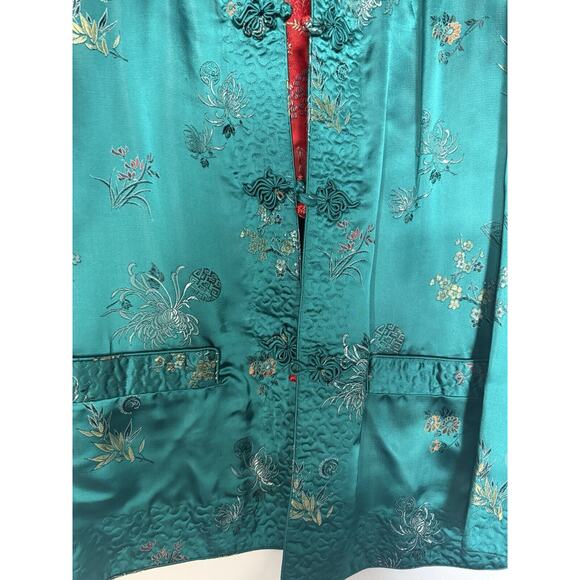 Peony Brand Retro Vintage Green red reversible 70’s 80’s. silk jacket Size 38 - Picture 2 of 14